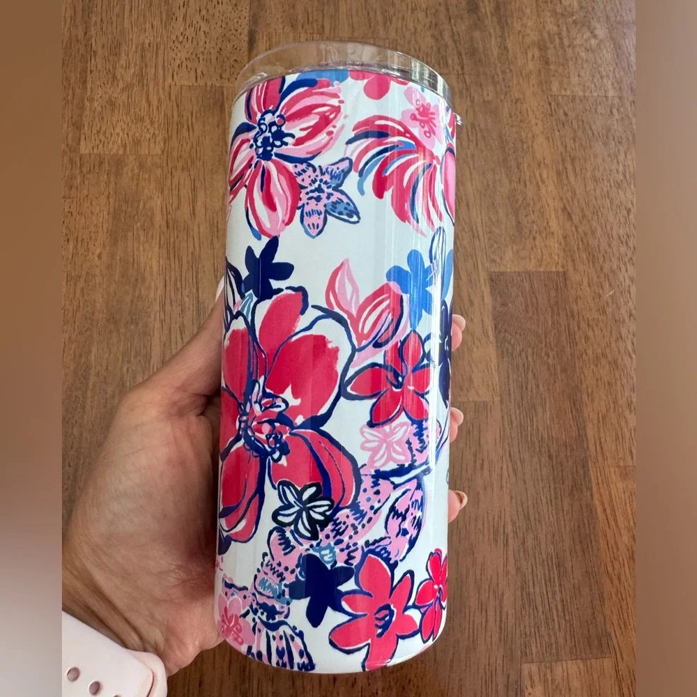NWT Lilly Pulitzer Insulated Slim Tumbler 16.57oz Party Like A Lobstar - Picture 2 of 12